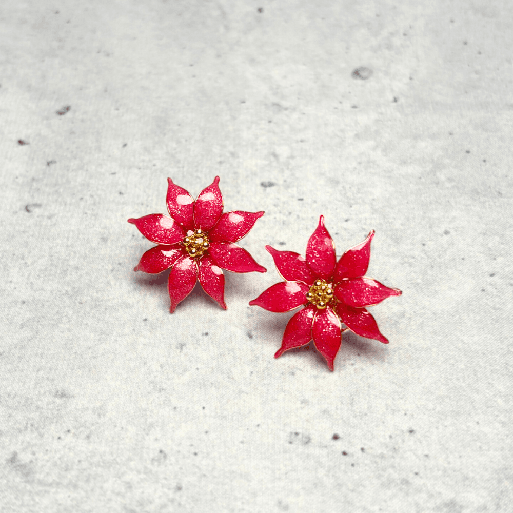 【ポインセチア】2wayイヤリング 淡水パール/クリスマス/ニッケルフリー/金属アレルギー対応/冬の新作/受注生産 | 12枚目